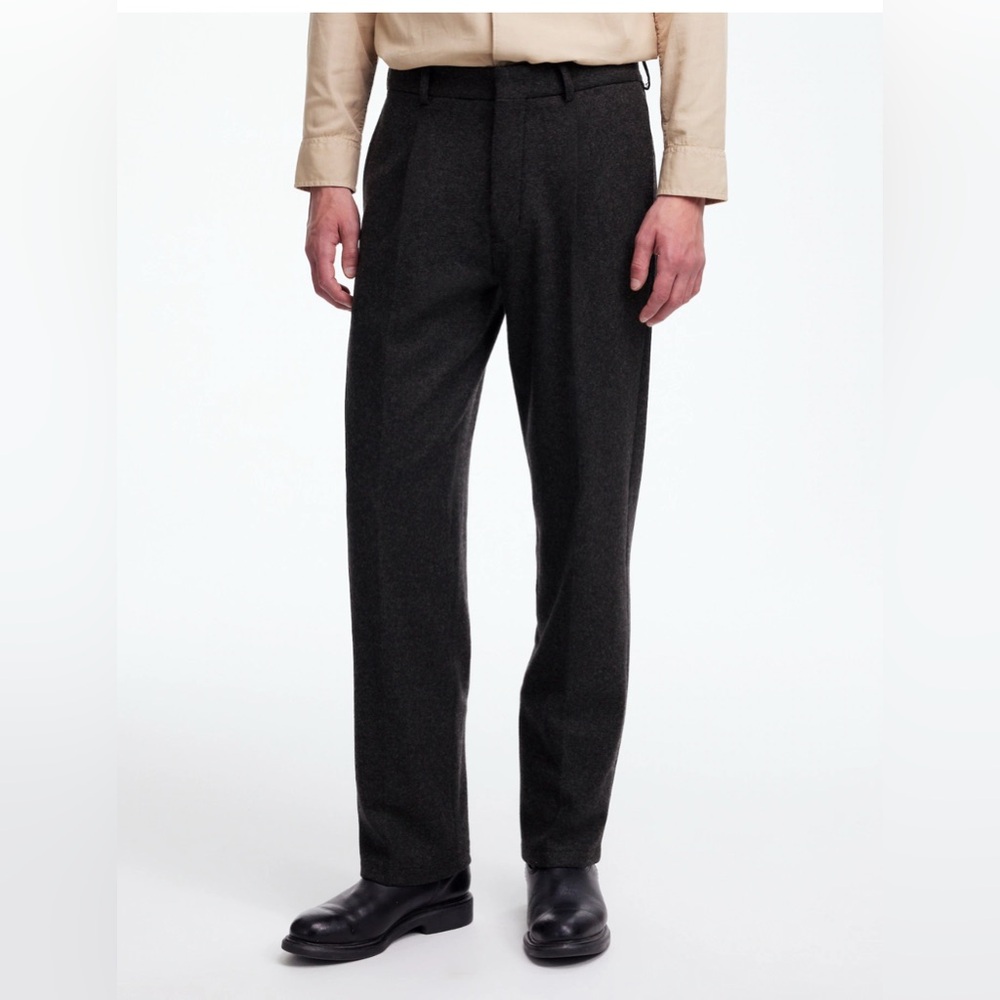 Madewell Roebling Pleated Trouser in Italian Fabric — Heather Charcoal (32w30L)
